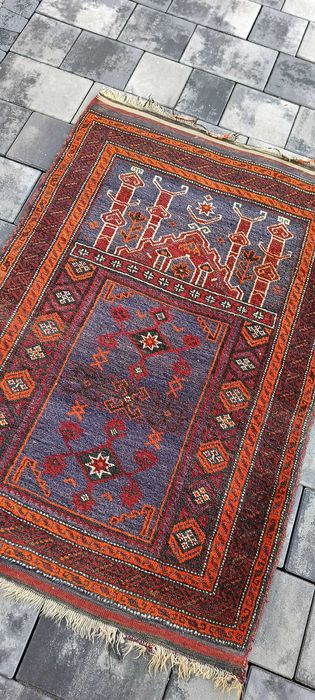 Afgański Dywan Modlitewny BALUCH – Ręcznie Tkany | Wełna | Vintage