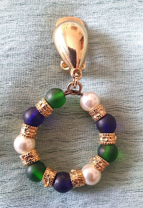 Brincos com pérolas e vidro de Murano