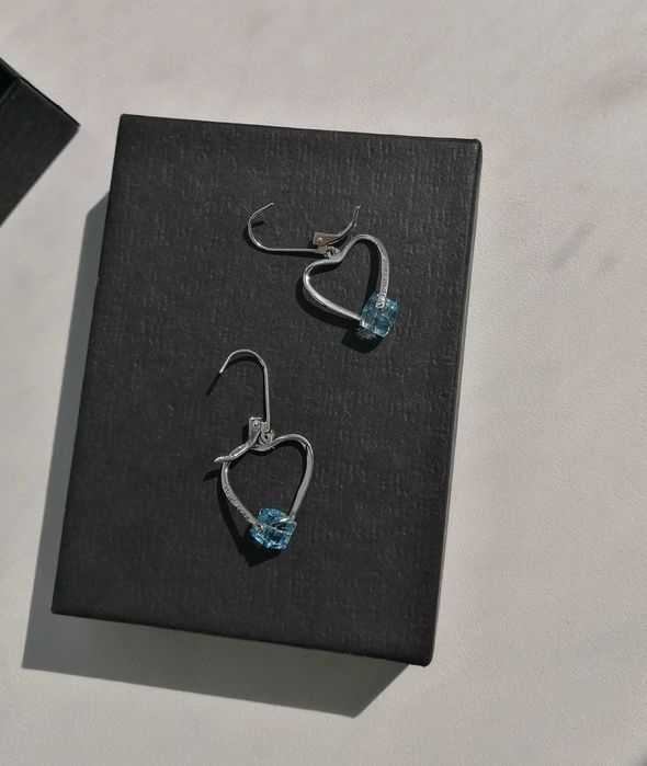 Сережки Ava Ro серце срібні з Swarovski (925 проба) Сережки серебряные