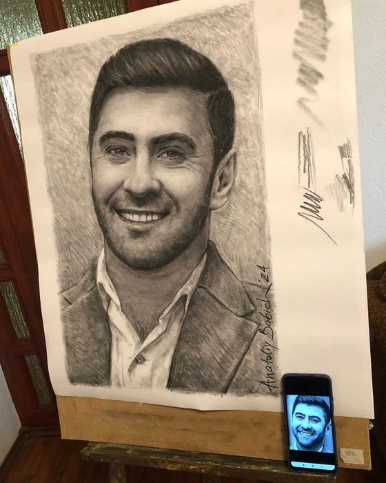 Танцюючий художник/Золота пил/Шарж по фото/Портрет з фото