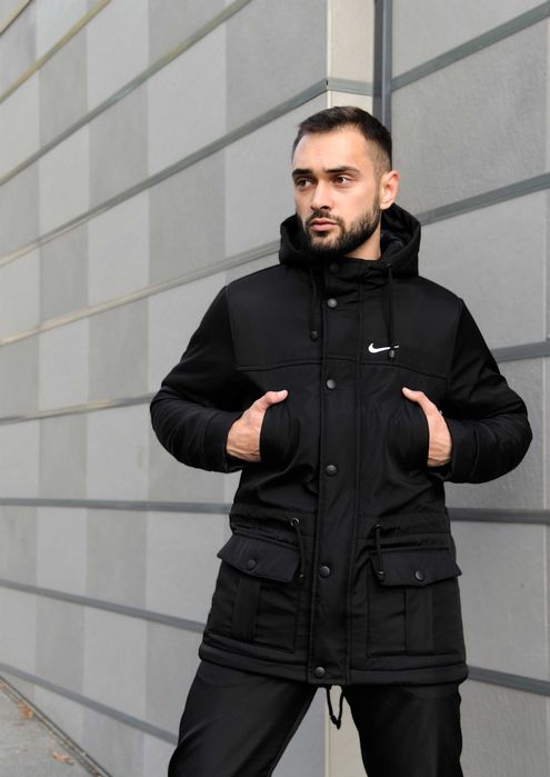 Куртка парка чоловіча зимова тепла Nike чорна