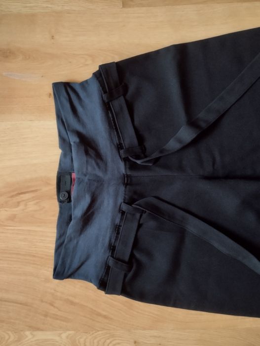 Czarne spodnie ciążowe szerokie nogawki r. 36/38