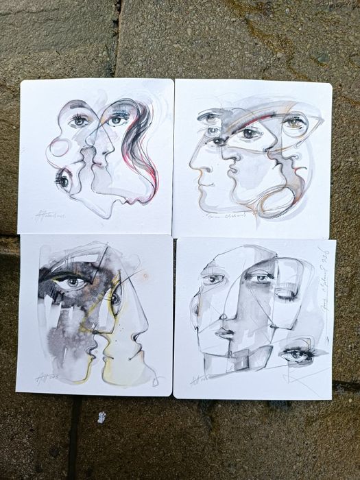 Linearny portret oryginał rysunek szkic Wrocław współczesny kwadrat  a