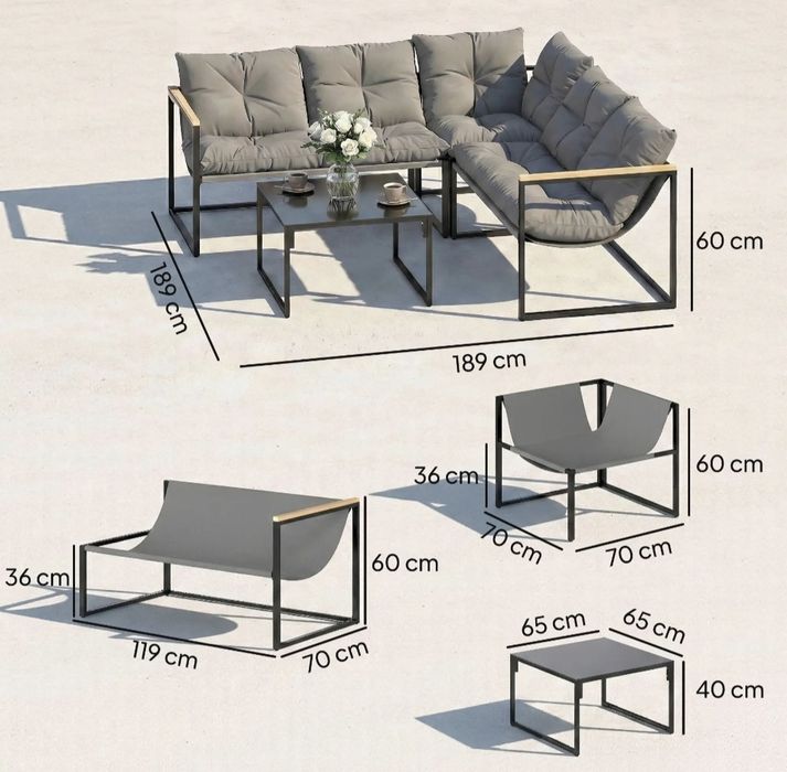 Conjunto de Sofás para exterior com almofadas espessas