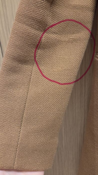 Jasnobrązowy/karmelowy klasyczny płaszcz wełniany Promod 38