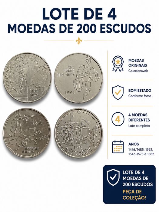 4 Moedas de 200 Escudos