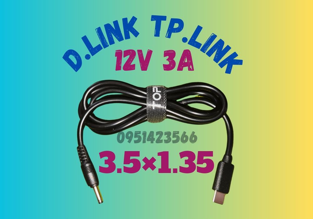 3.5×1.35 12V 3A Type C DC кабель для роутера D-Link DIR живлення від п