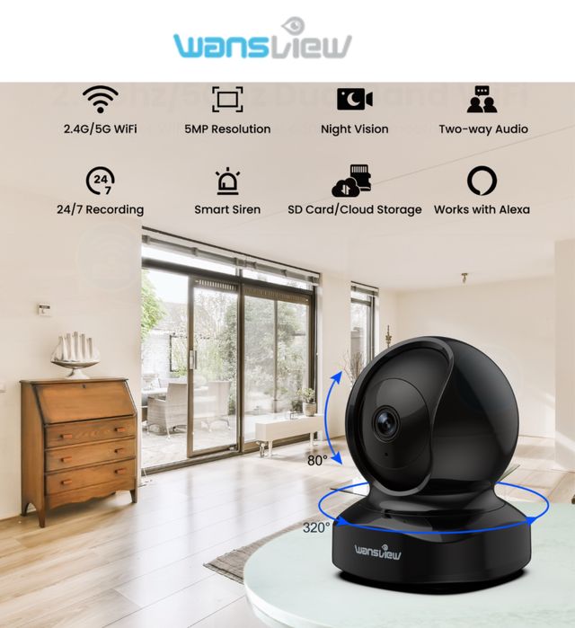 Камера внутрішнього відеоспостереження Wansview Q5 5MP Dual Band Wi-Fi