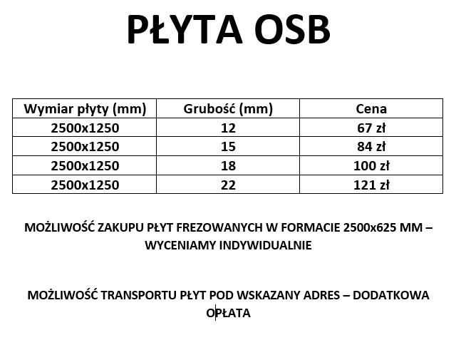 PŁYTA OSB - najniższa cena w regionie - od 12 do 25mm - FIRMA DISPOL