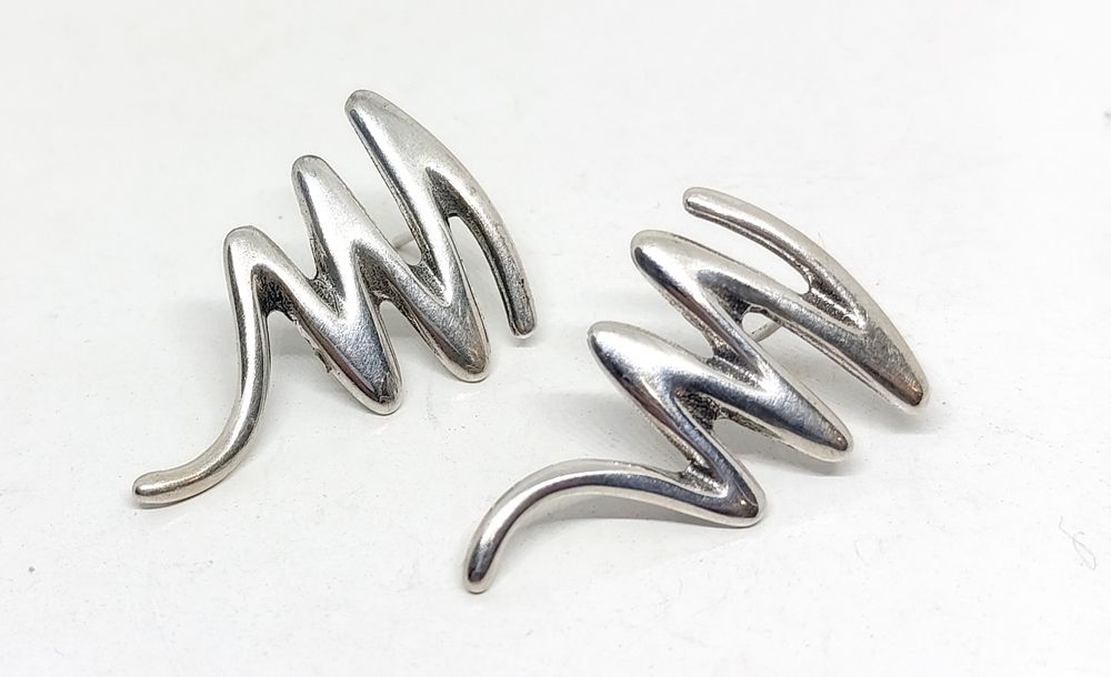 Kolczyki wkrętki Srebro 925 zygzaki