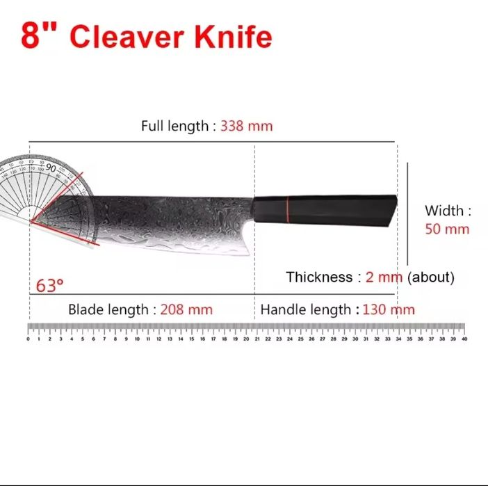 Кирицуке 8 дюймів, kiritsuke, кухонний японський, дамаск