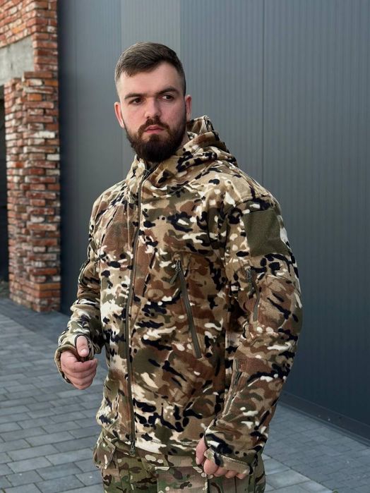 Флісова кофта Shark Мультикам | Тактична фліска | Військова кофта ЗСУ | Military Multicam | Тактичний одяг | Тепла кофта | S-XXXL