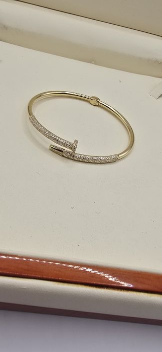 Bransoletka złota gwoźdz z cyrkoniami próba 585