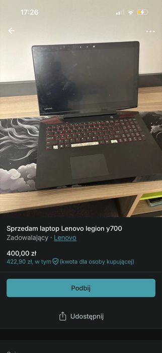 Sprzedam laptop lenowy y700