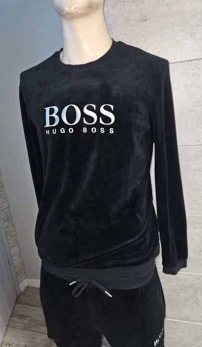 Komplet dresowy zestaw męski welurowy z haftowanym logo Hugo Boss rozm