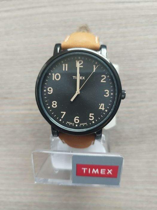 Timex klasyczny elegancki zegarek z paskiem z prawdziwej skóry