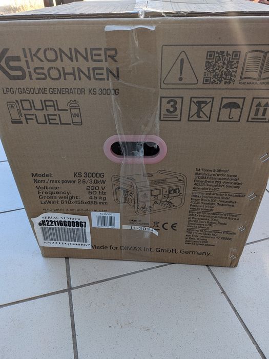 Генератор газ + бензин (балон у комплекті) Konner&Sohnen KS 3000G