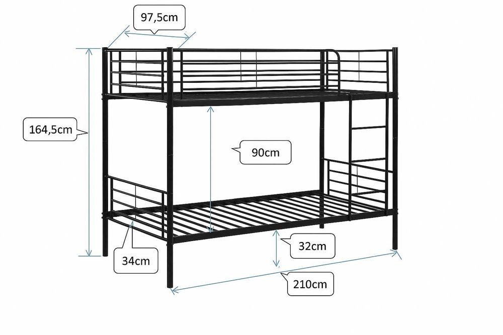 Łóżko piętrowe metalowe 90x200 solidne hostelowe pracownicze do domu