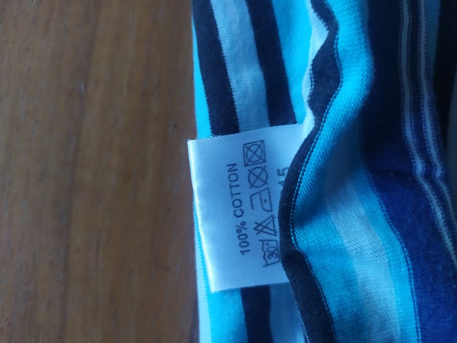 Bluzka top bez rękawów w paski niebieskie czarne i białe. Bawełna.