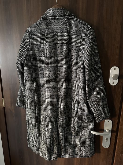 Plaszcz jesien krata w krate Zara dwurzedowy szary dlugi 38 M 40 L