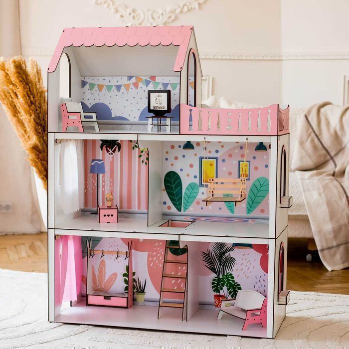 Ляльковий будинок Люкс Лайт + шпалери Барбі Лол Lol кукольный домик