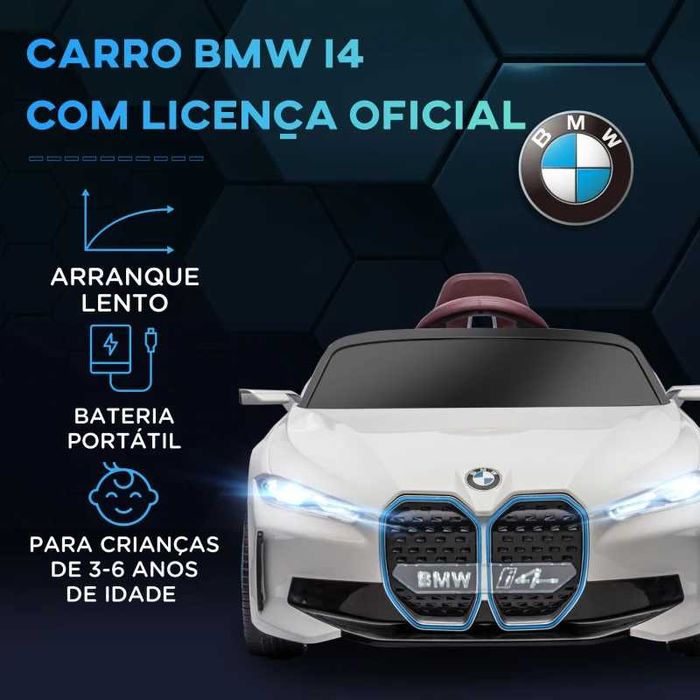 Carro Elétrico para Crianças BMW i4 12V - 115x67x45 cm - Branco