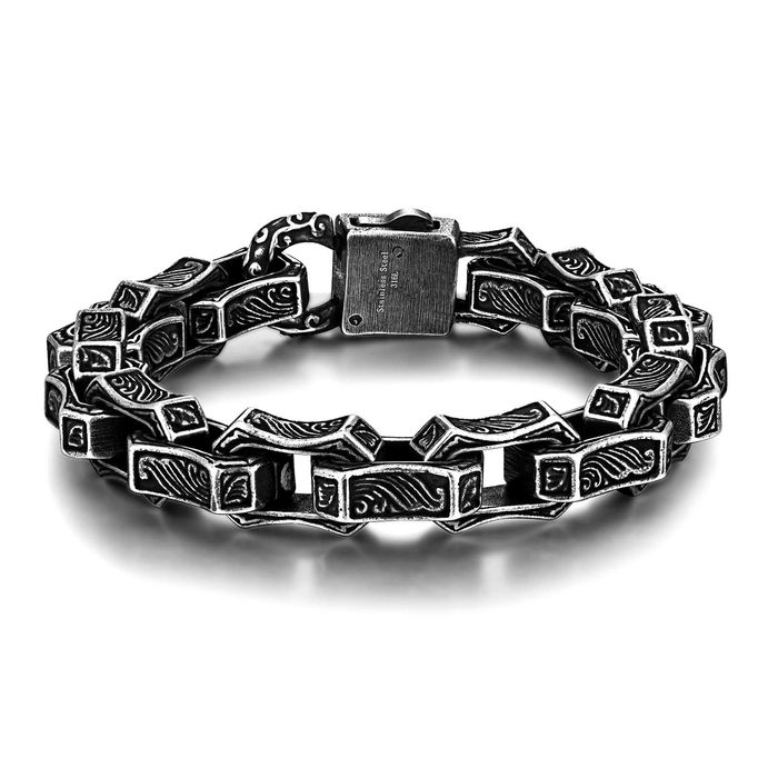 Массивный мужской браслет медицинская сталь ширина 13мм длина 23см