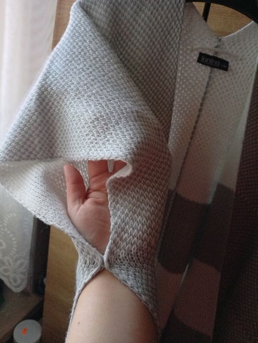 Ponczo Szalik Chusta Szaro-Biała S/M