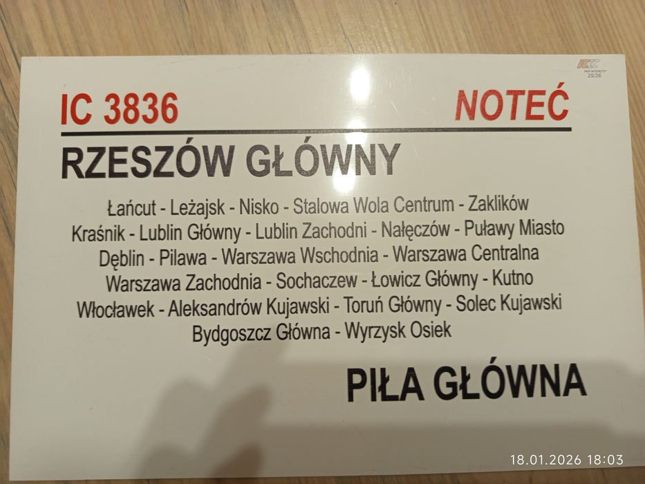 Tablica relacyjna PKP Intercity (Noteć)