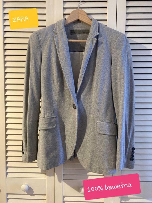 Szara marynarka Zara, 100% bawełna, S
