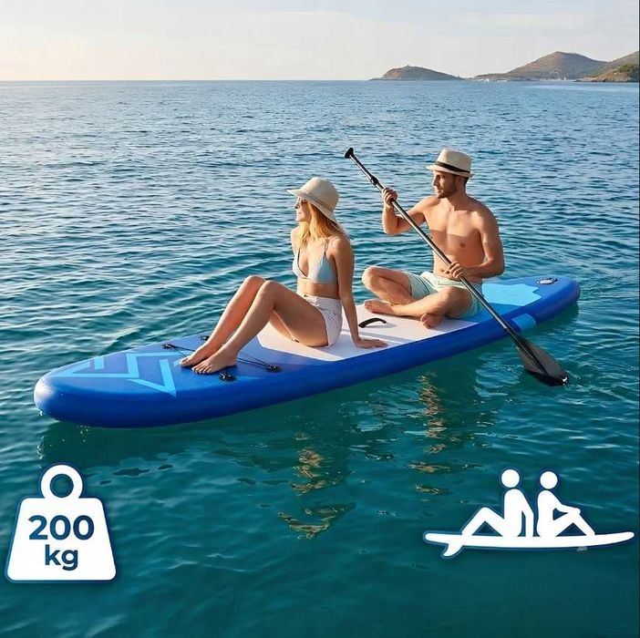 Deska Sup do Pływania 350cm Pompowana | XXL Długa 1 - 2 osobowa | 200 kg Stabilna 3 Pletwy | Treningowa | Zestaw Akcesoriów | NOWA Fv23%