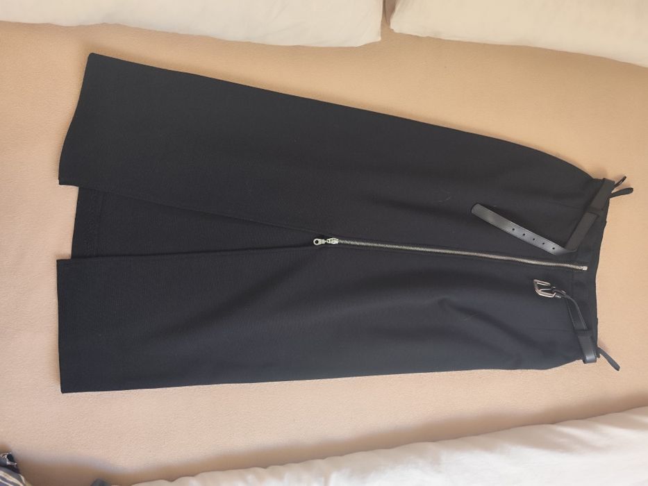 Spódnica elegancka zamek 40 czarna rozporek pasek  zara