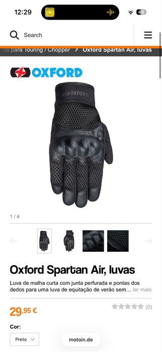 Luvas Mota Oxford Spartan Air Tamanho M