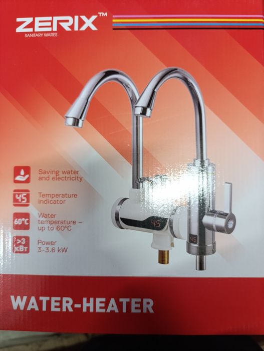 Проточний водонагрівач Zerix ELW30-E | Кран з підігрівом 3.6 кВт