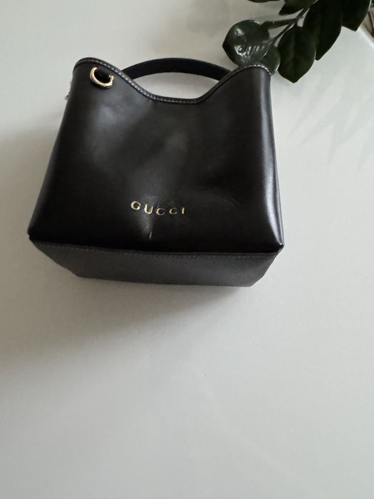 Czarna Gucci emblem mini Bucket  Bag