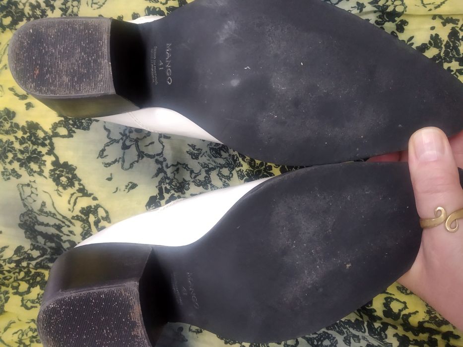 Botki Mango Białe kowbojki damskie rozmiar 40/39 skóra Mango Portugal