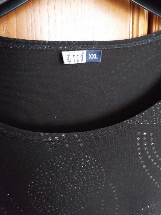 Camisola preta com estampado e efeito brilhante, XXL, TCO