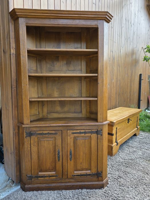 Narożny kredens szafka biblioteka czesana dębowa #1945 Stylowy Węgrów