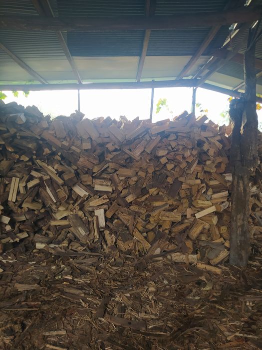 Lenha seca de carvalho e eucalipto.Milho miúdo