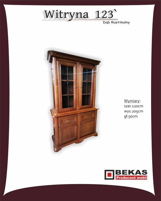 Promocja Prześliczny Kredensik 123 Dębowy Front Korona Producent BEKAS