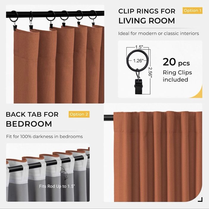 Nowy zestaw 2 zasłon 125×270 cm – idealne do salonu lub sypialni