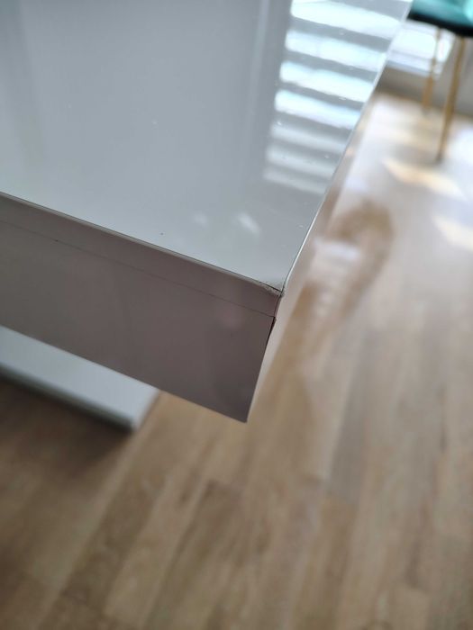 Stół rozkładany Hubertus XENON LUX 160-256 cm | Biały Super Połysk
