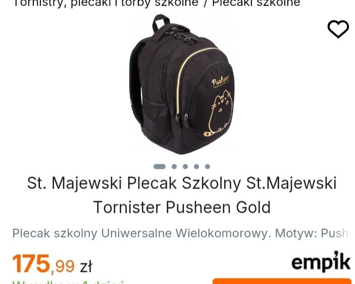 Plecak tornister szkolny Pusheen Gold