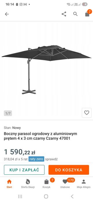 Duży parasol 4x3m antracyt