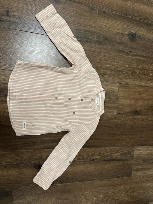 Koszula newbie 98 w paski dla chłopca morelowa pudrowy róż