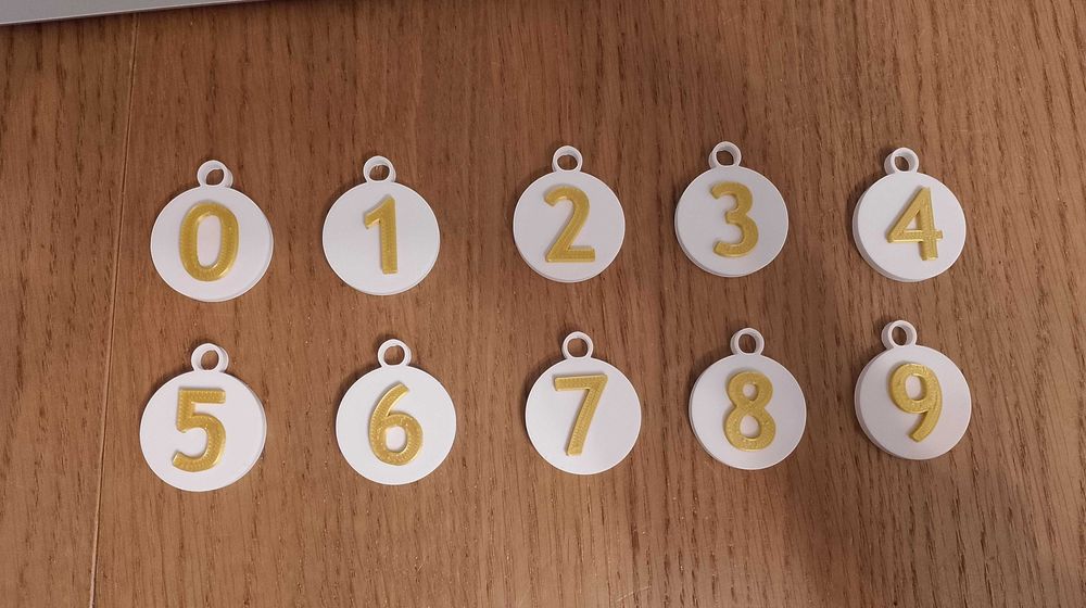 Breloki breloczki z wystającymi/wypukłymi cyframi