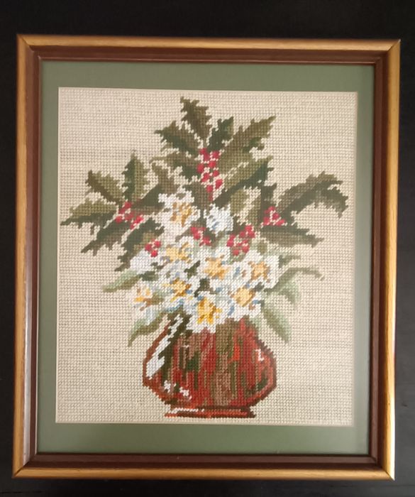 Quadro feito a mão, com motivo floral