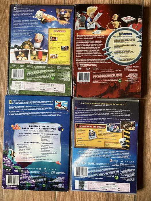 Wall E, Chicken Little, Os Robinsons, À Procura de Nemo DVDs