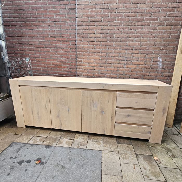 Solidna drewniana dębowa komoda 220x80x45, dąb bielony