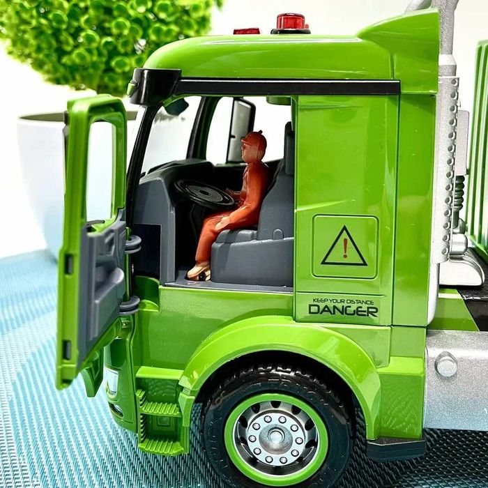 Сміттєвоз машинка інерційна звук  рухомі деталі 31 см Зелена (GC017)